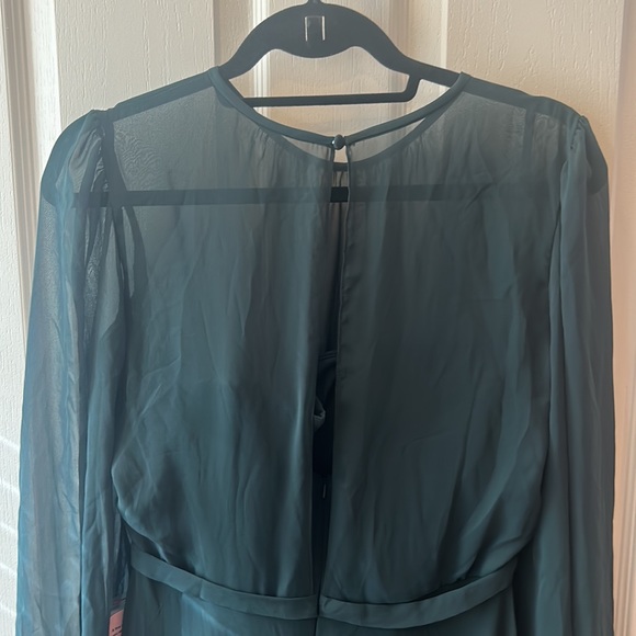 Dessy Collection Long Sleeve Evening Gown in Evergreen, Size 10 - Picture 5 of 7